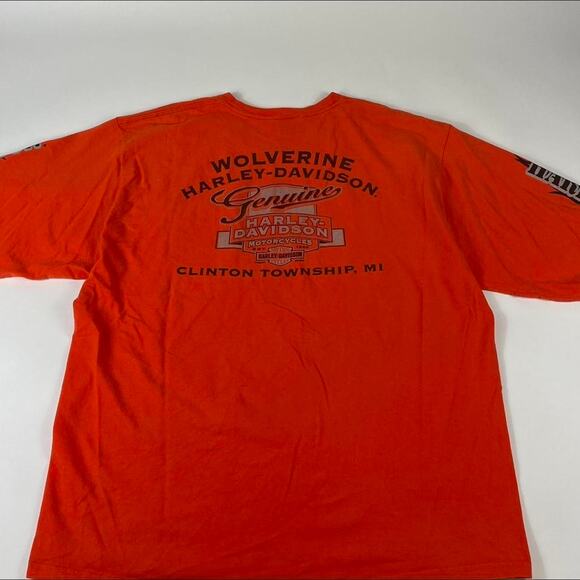 Harley Davidson Orange Skull Short Sleeve Cutoff Biker Motorcycle Shirt Size XL - Picture 6 of 6